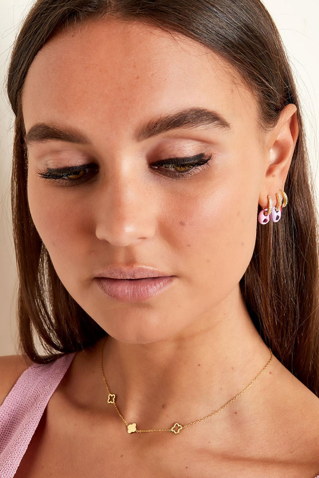 Necklace clovers  Gold Color Stainless Steel