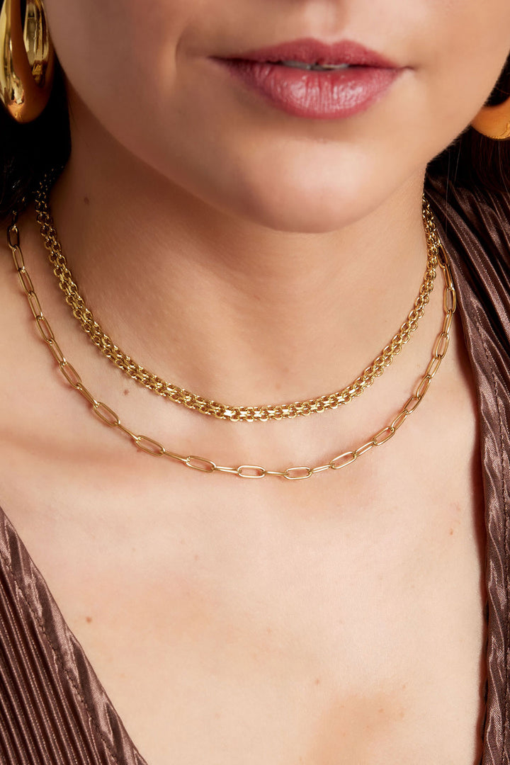 Link chain basic Gold Color Stainless Steel