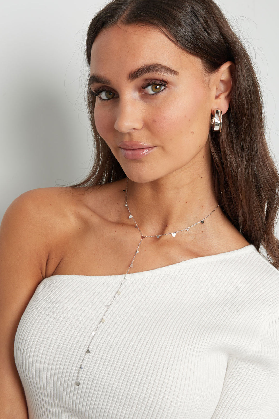 Necklace coins with center piece - Silver Color color