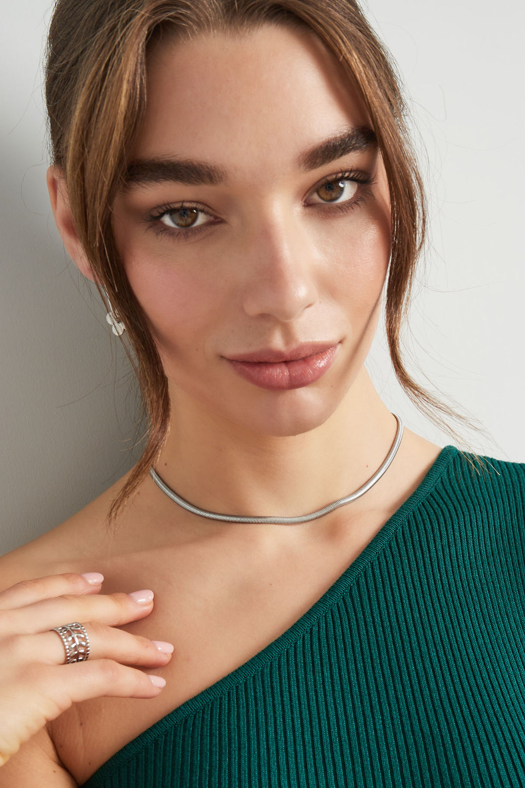 necklace flat with print - Gold color-4.0mm