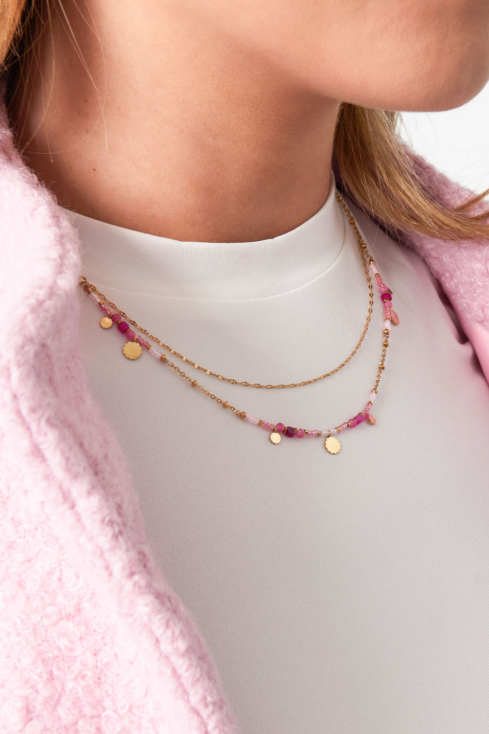 necklace pink charms