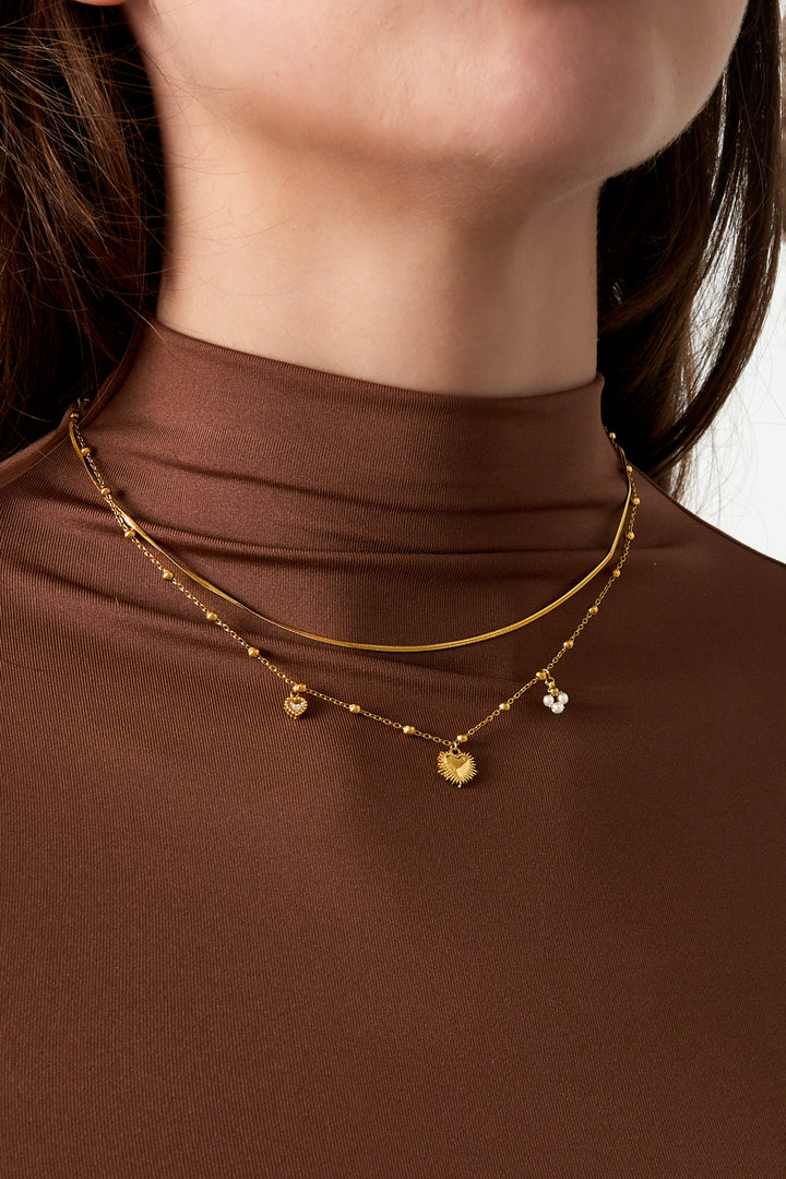 double necklace with heart charm