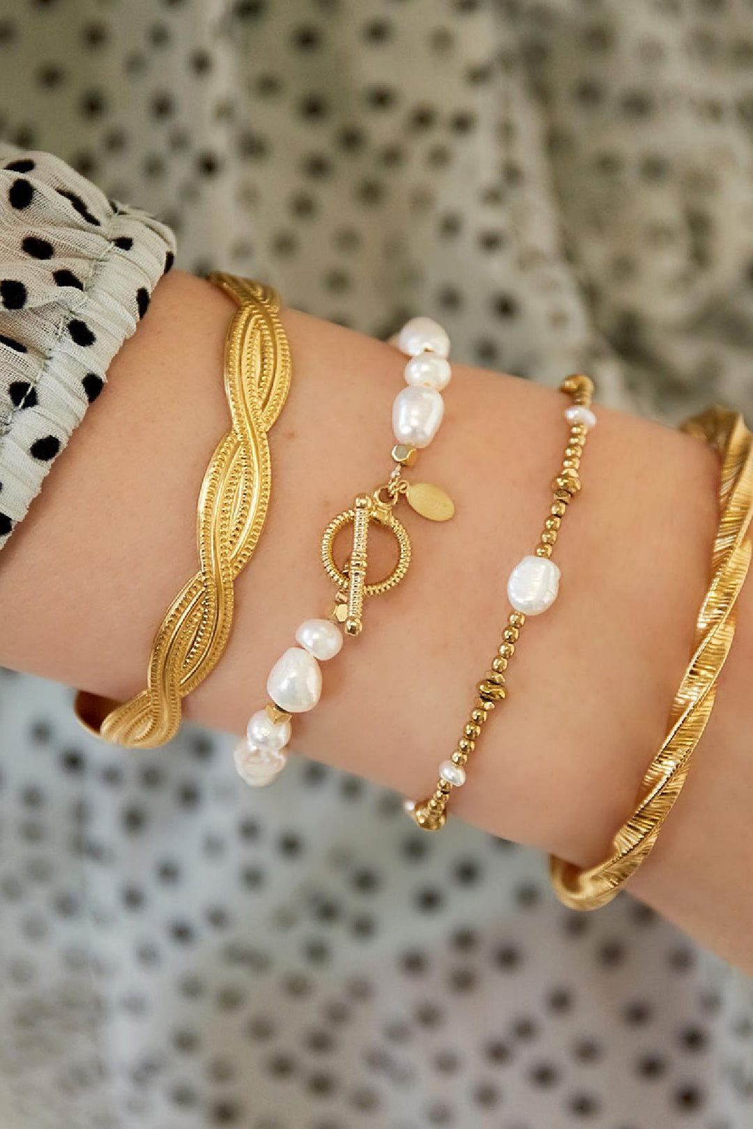 stainless steel bracelet pearls 