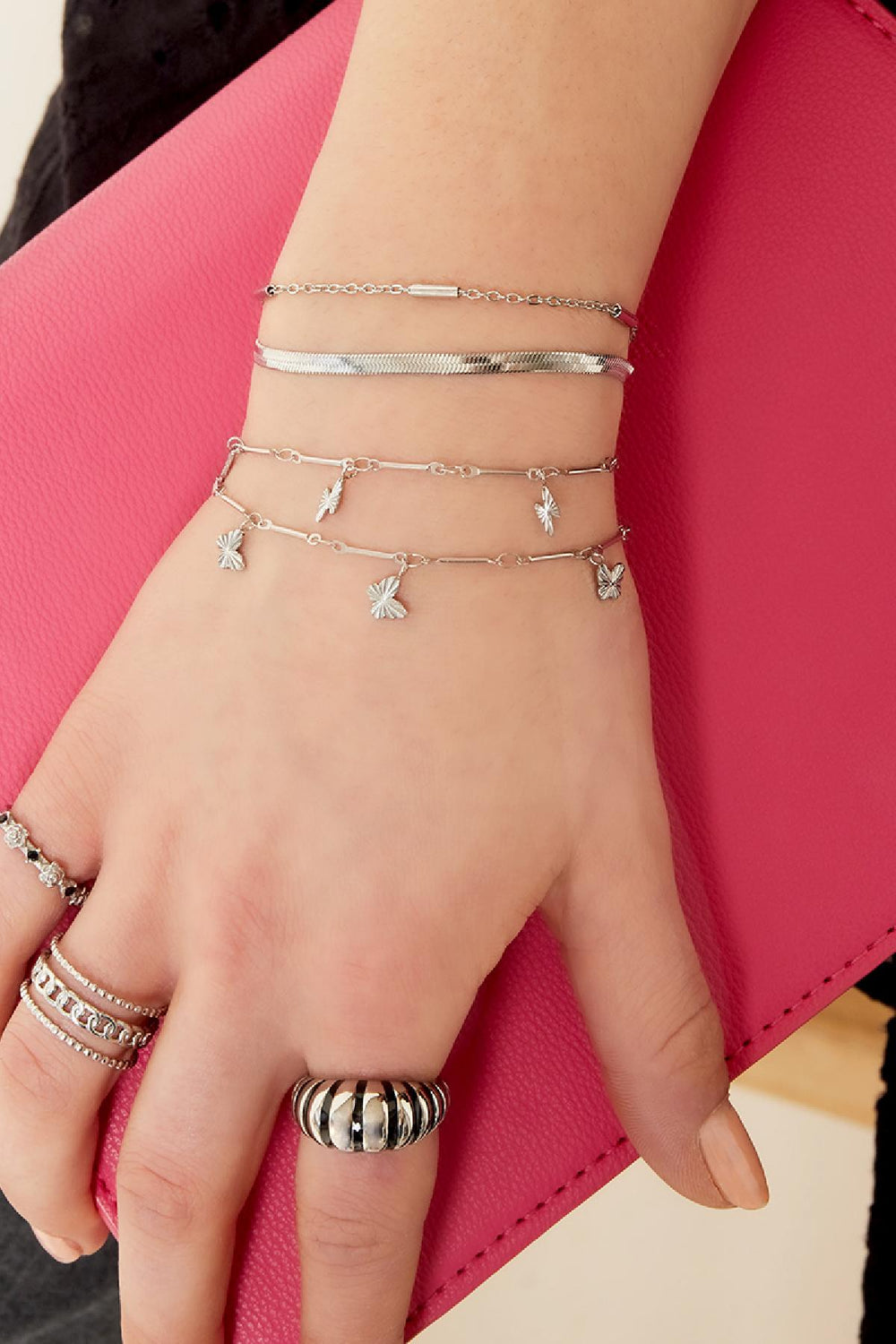 stainless steel bracelet double chained 