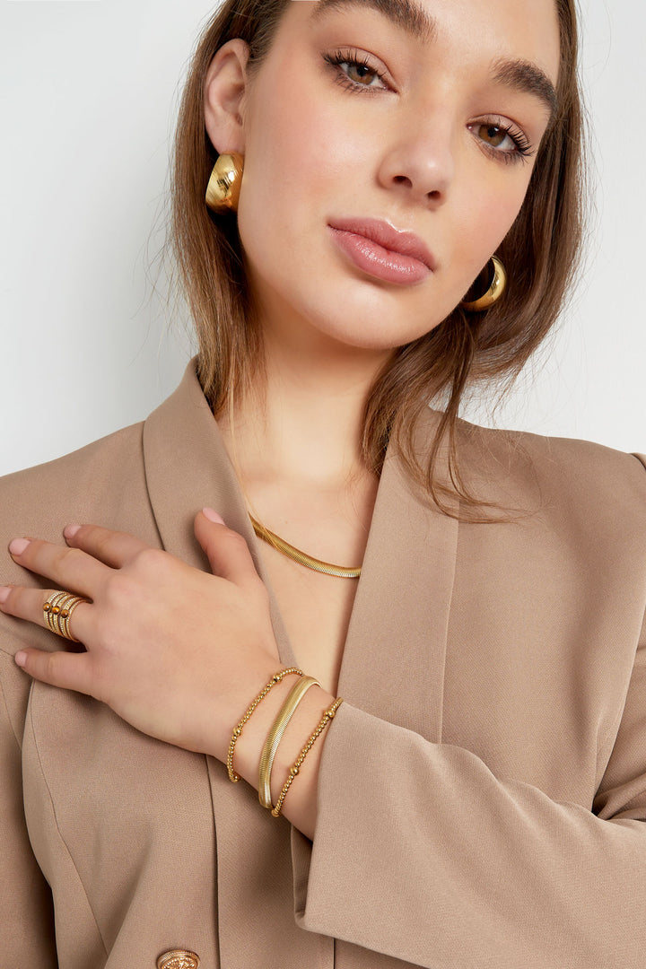 bracelet flat coarse - Gold color-6.0mm