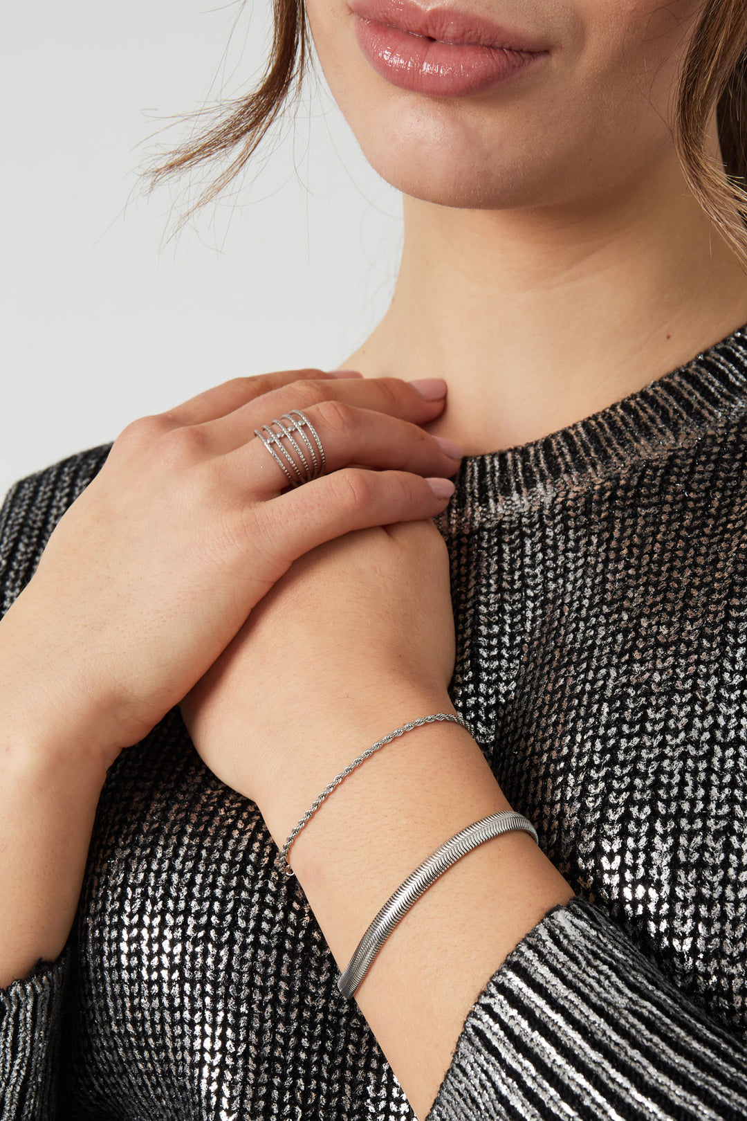 Bracelet jasseron twisted narrow - Silver color-2.0MM