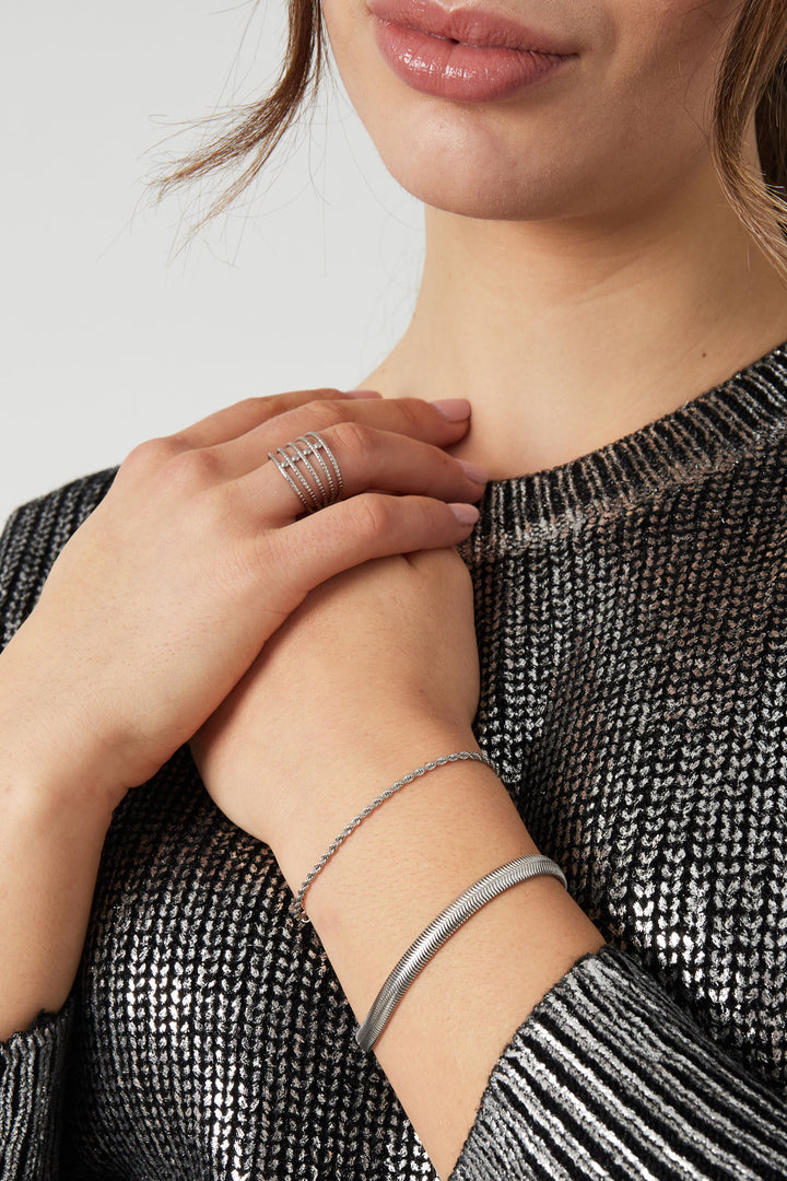 Bracelet jasseron twisted narrow - Silver color-2.0MM