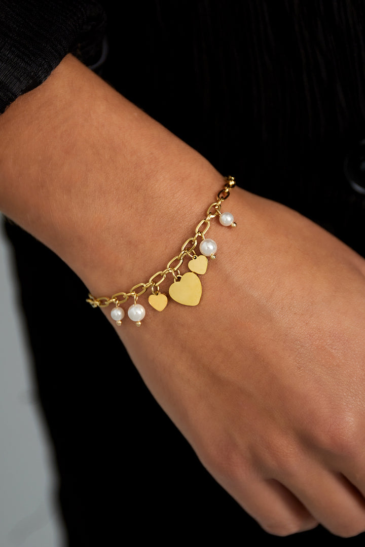 hearts & pearls bracelet