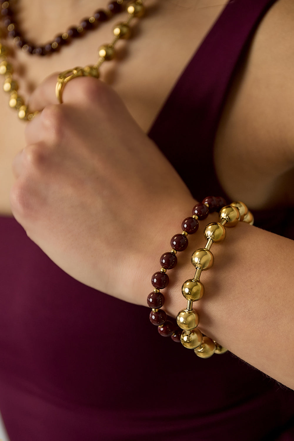 Linked bead bracelets