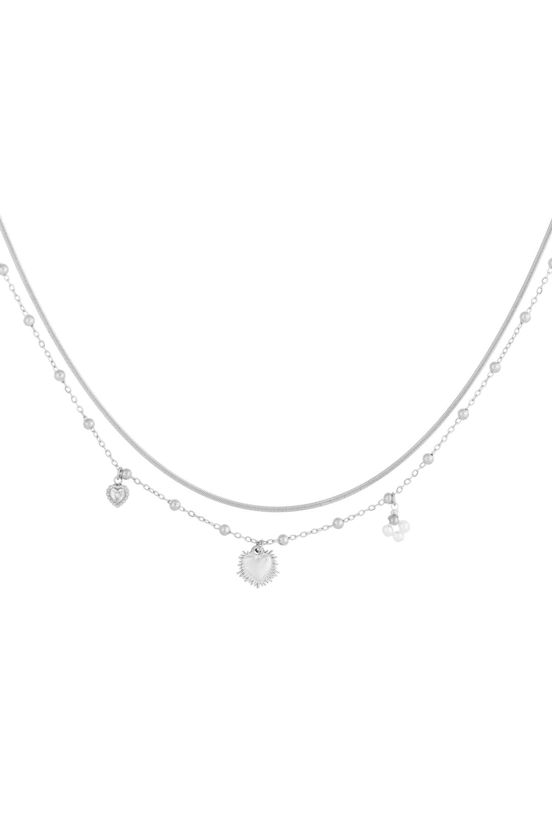 double necklace with heart charm