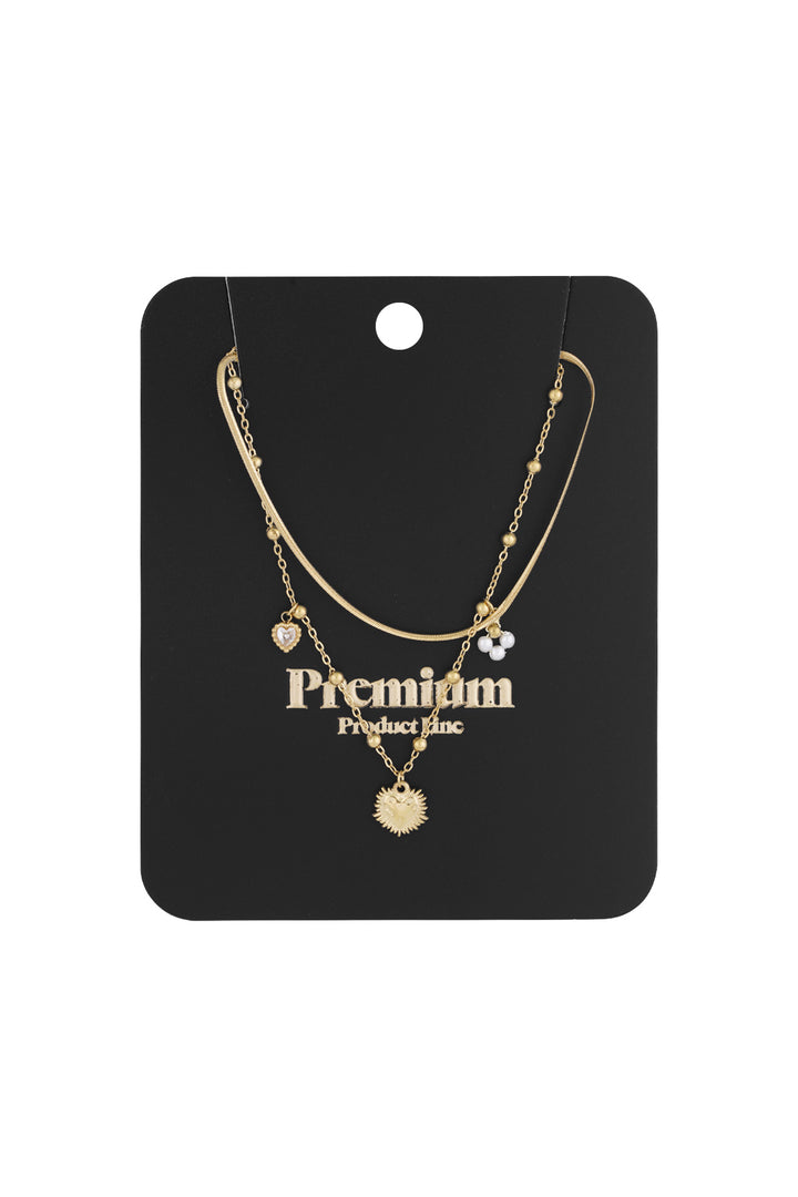 double necklace with heart charm