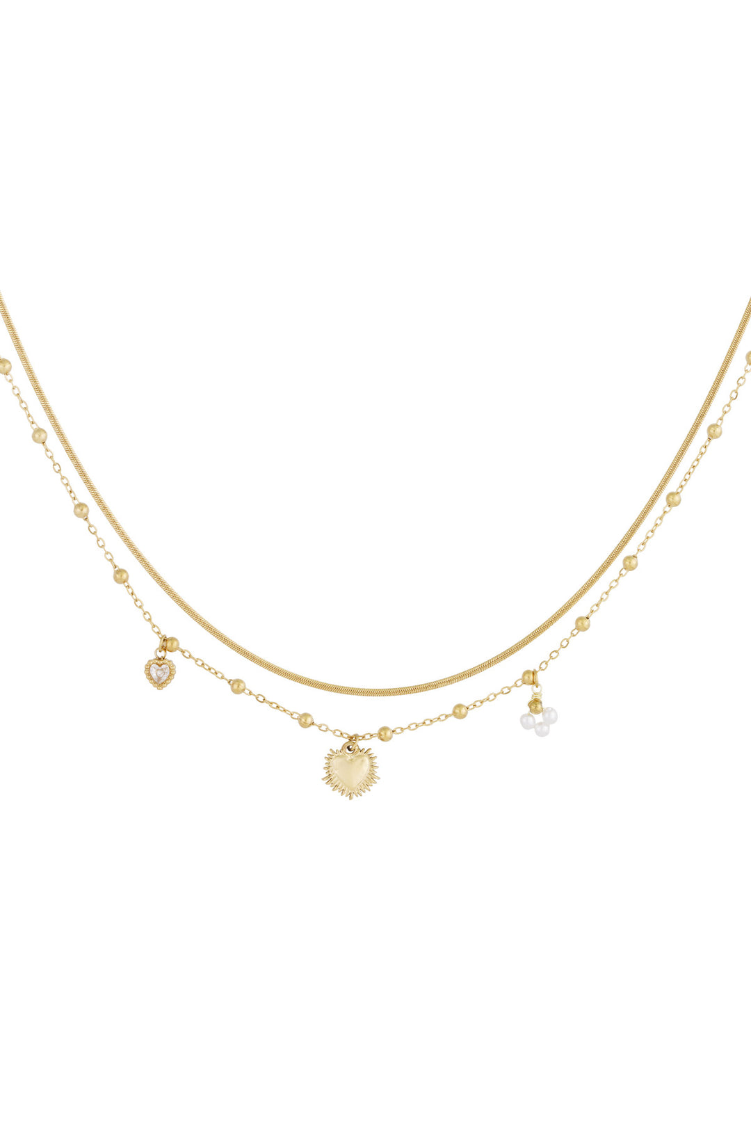 double necklace with heart charm