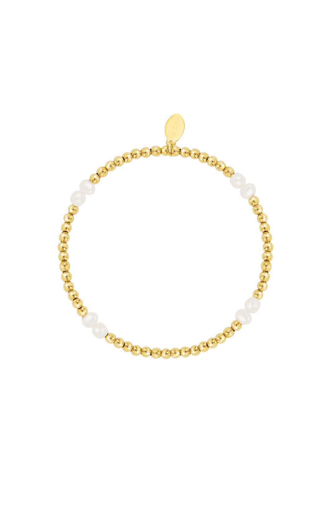 Bracelet pearl mix Gold Color Stainless Steel
