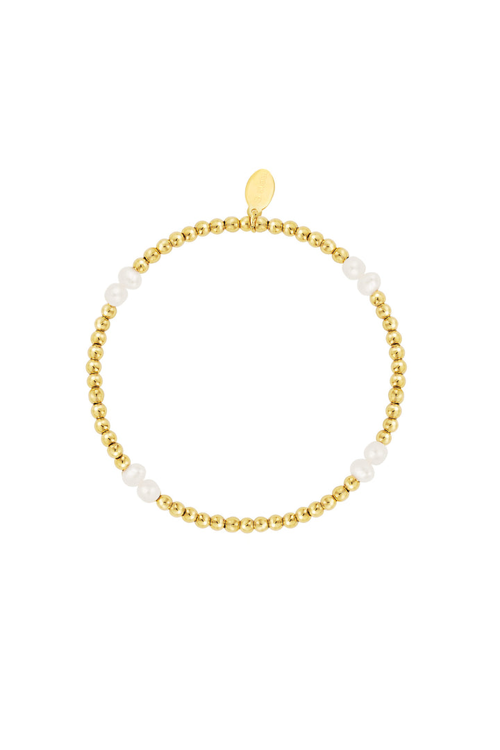 Bracelet pearl mix Gold Color Stainless Steel