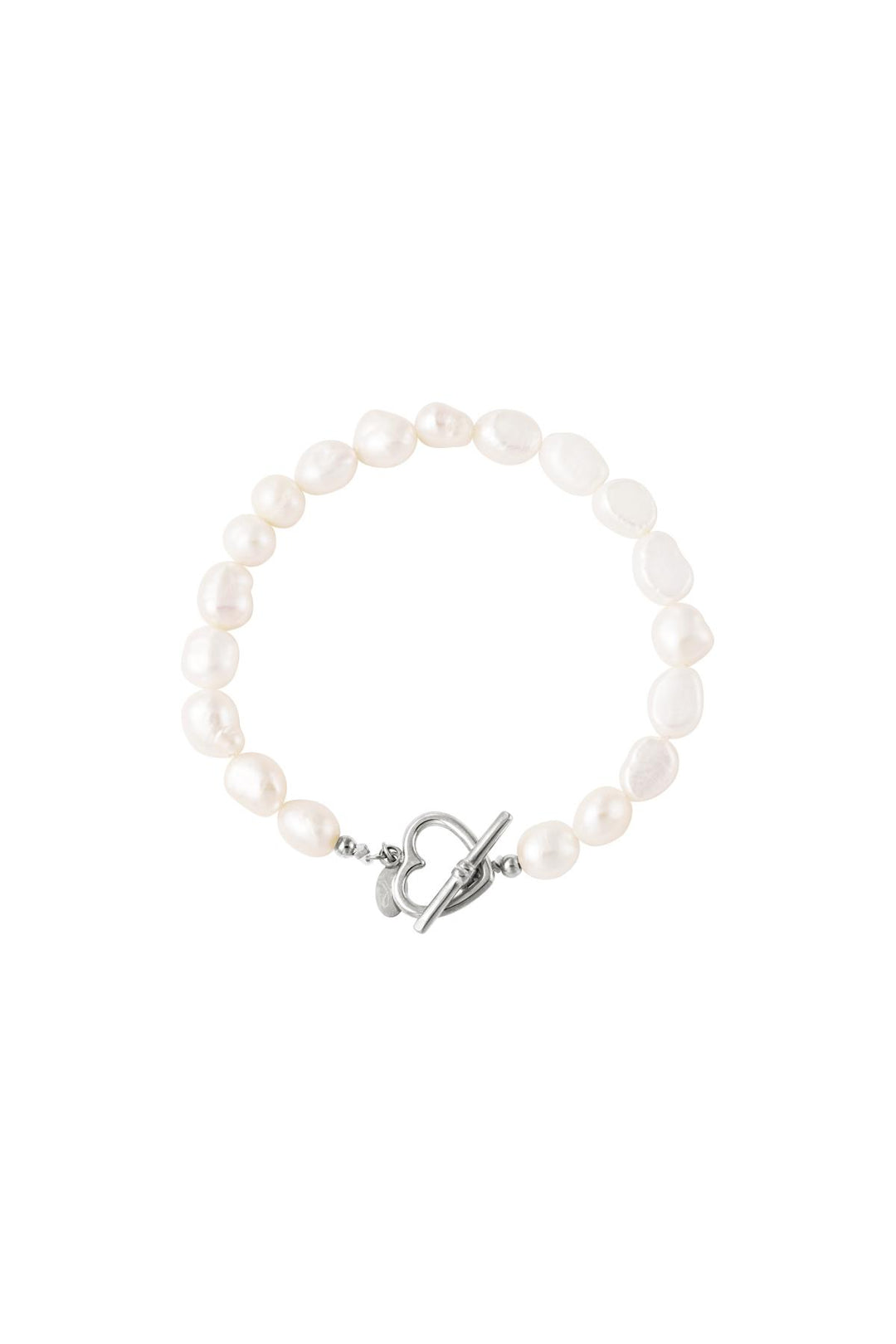 Bracelet pearl heart closure Gold Color Stainless Steel