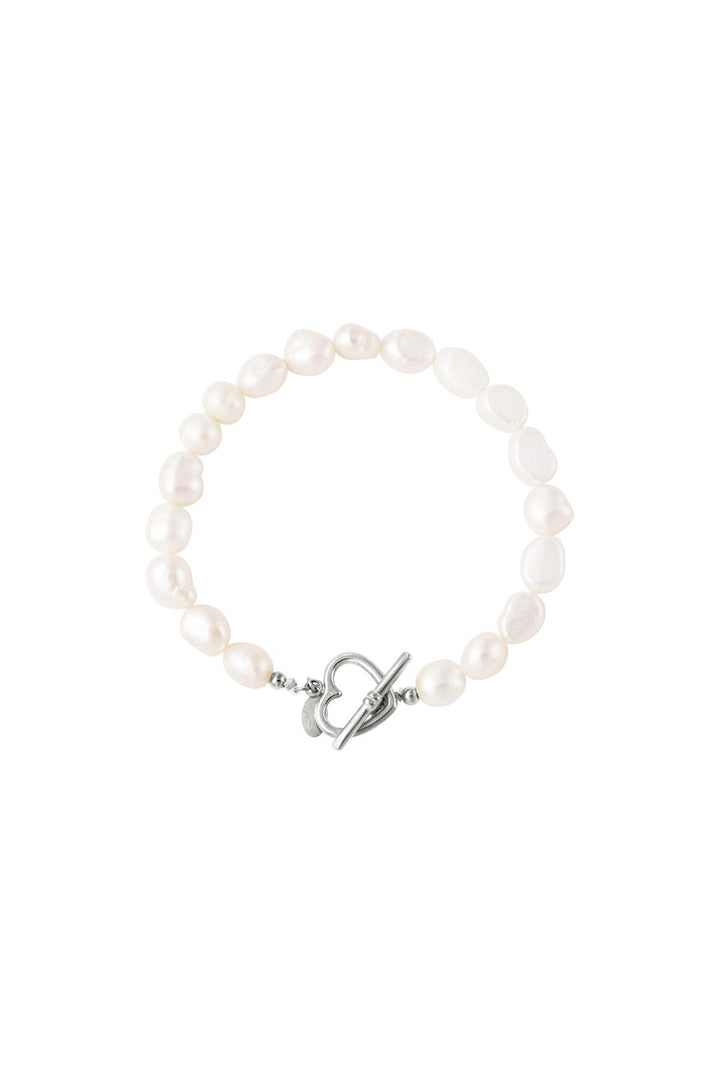 Bracelet pearl heart closure Gold Color Stainless Steel