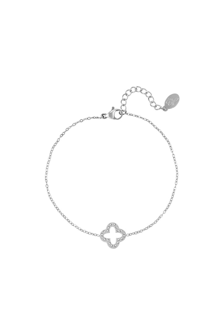 Bracelet clover with zircon stones Gold Color Stainless Steel