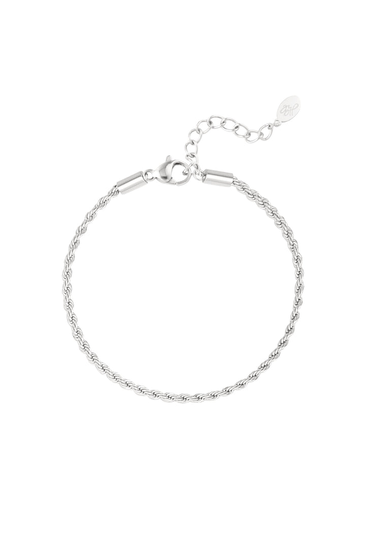 Bracelet jasseron twisted narrow - Silver color-2.0MM