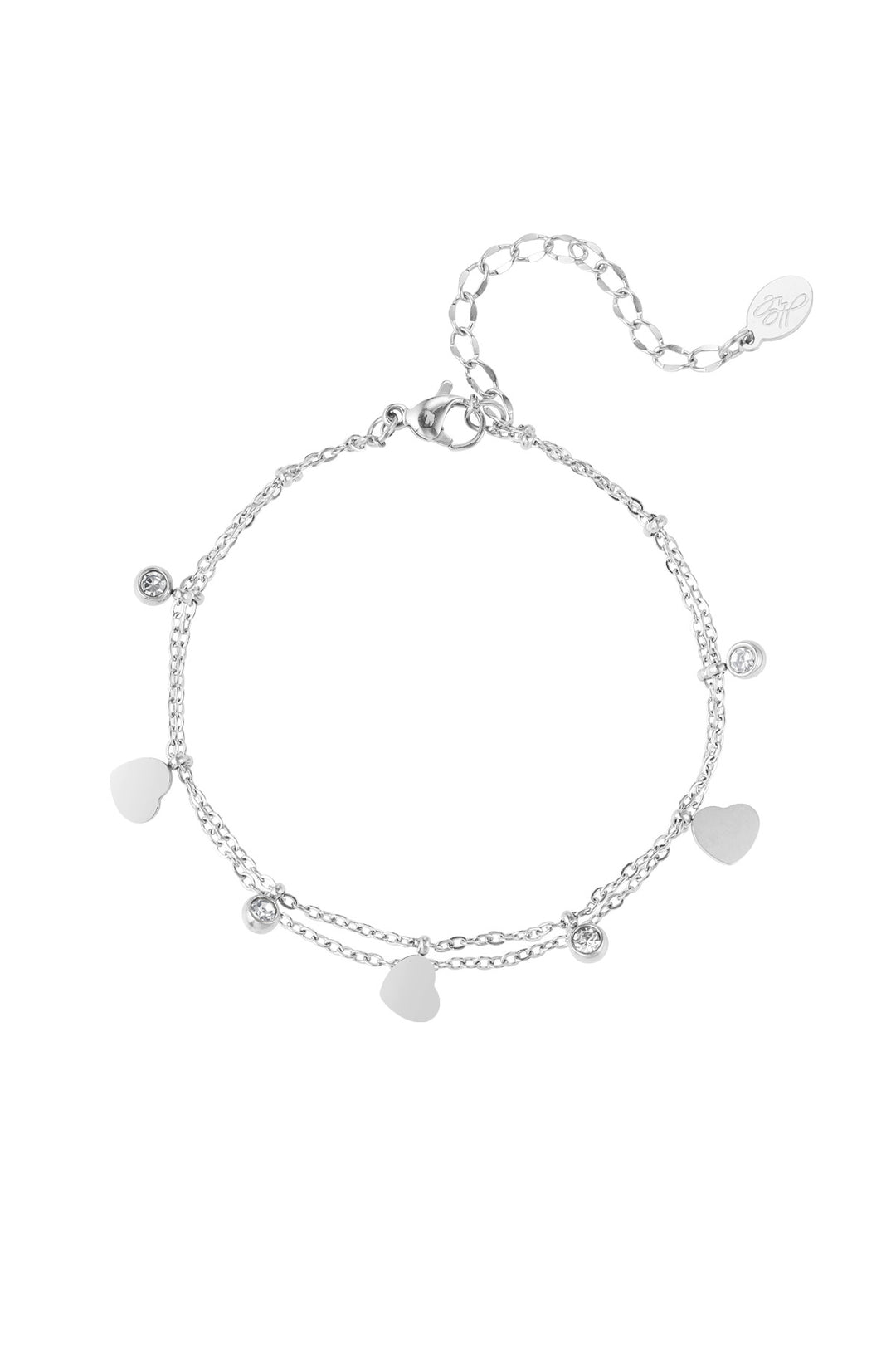 charm bracelet with hearts and diamonds