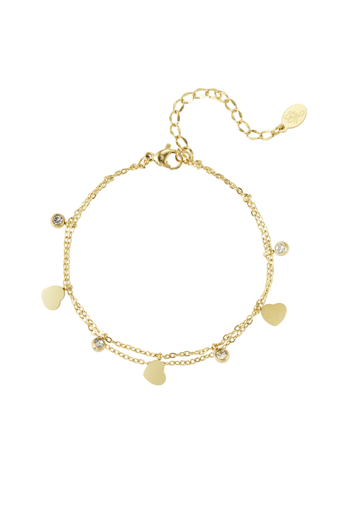 charm bracelet with hearts and diamonds