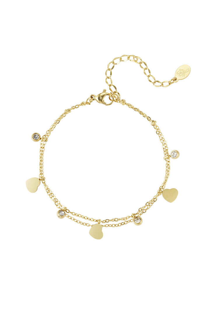 charm bracelet with hearts and diamonds
