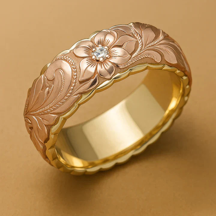 Vintage Rose Blomst Guld Ring