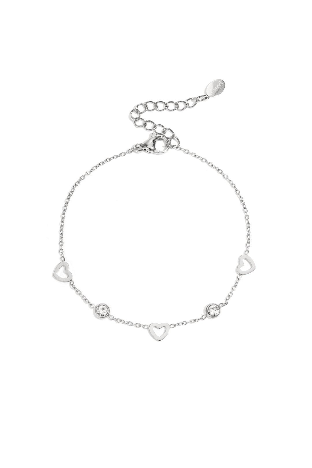 bracelet with heart and diamond charms