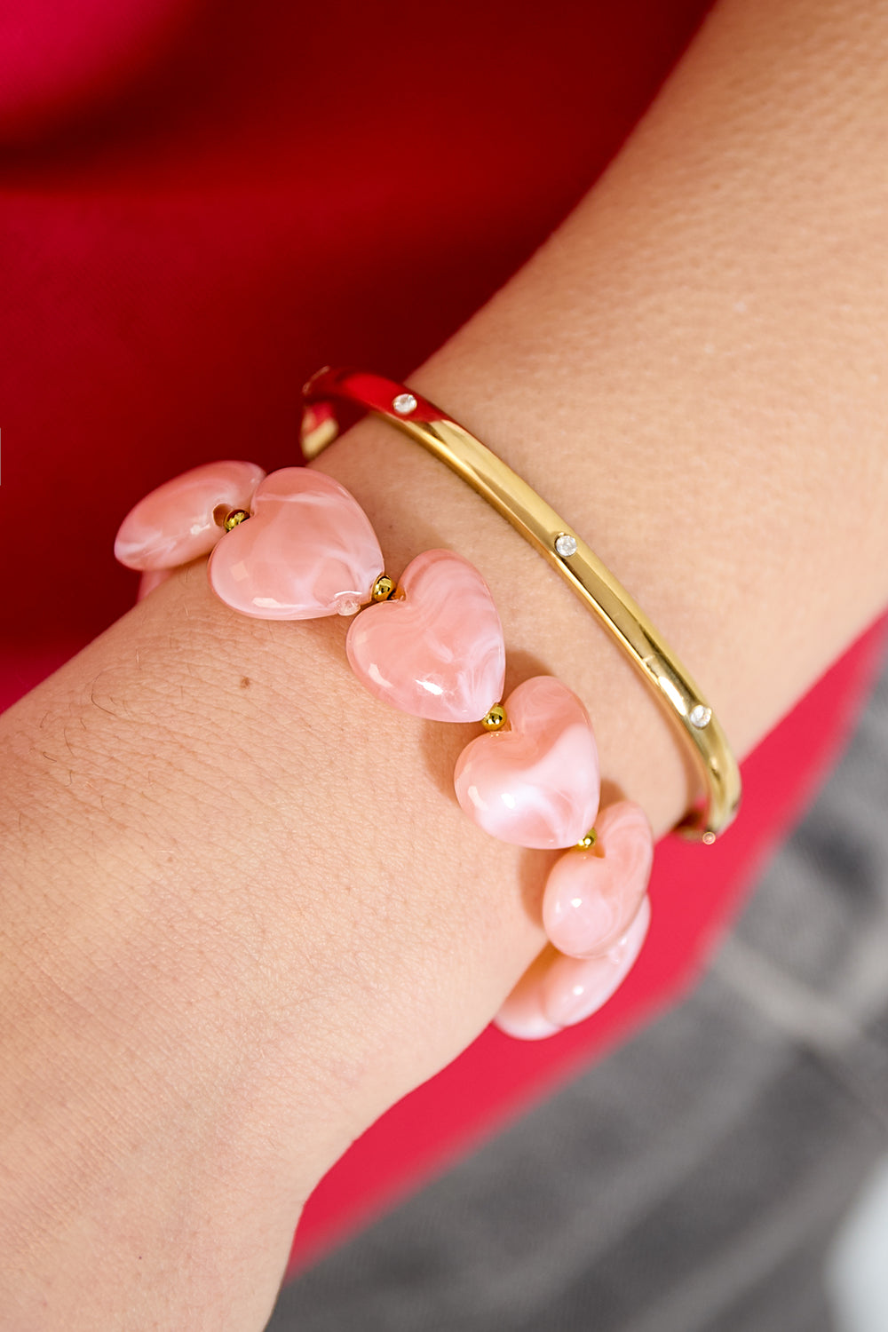 Bracelet with heart-shaped beads