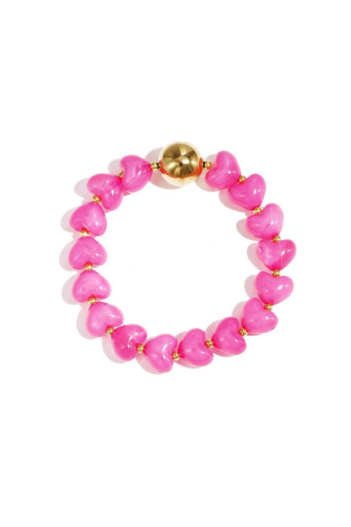 Statement bracelet with heart-shaped beads