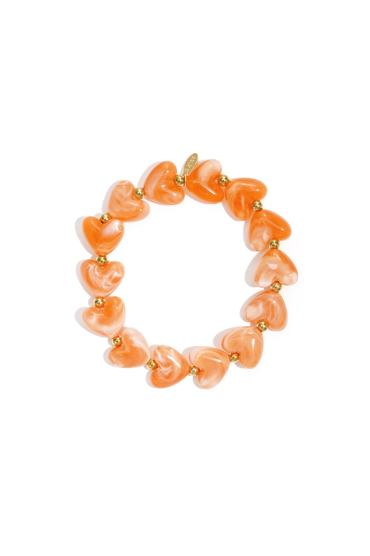 Elastic heart beaded bracelet