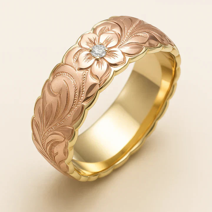 Vintage Rose Blomst Guld Ring