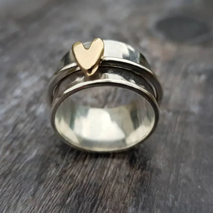 Gouden Hart Zilveren Ring 