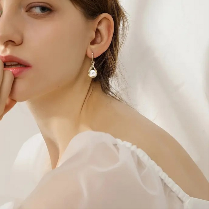 Gouden parel oorbellen