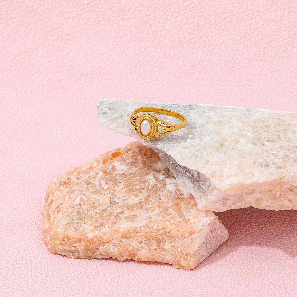 Guldbelagt Perle Vintage Ring