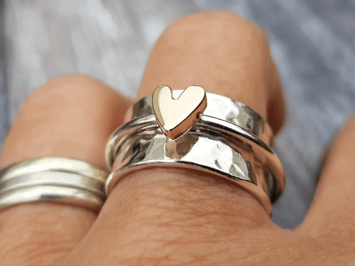 Gouden Hart Zilveren Ring