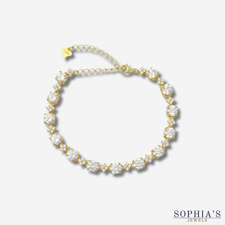 Verguld tennisarmbandje met moissanite