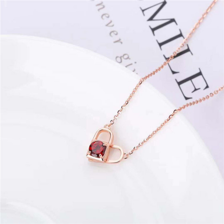 Naturlig Rød Granat Vedhæng Halskæde