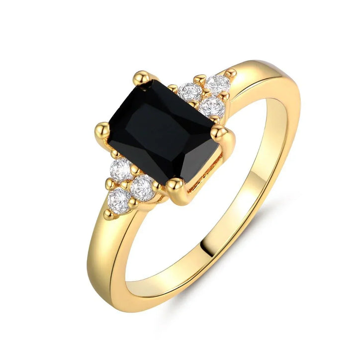 Sophia's Jewels - Ring met zwarte spinel baguette