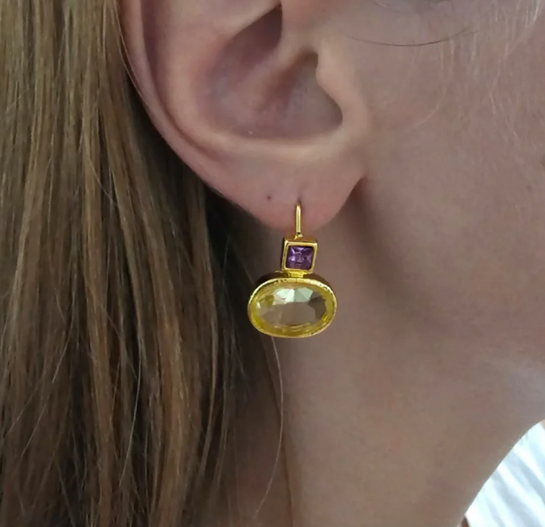 Retro Grønne Guldøreringe