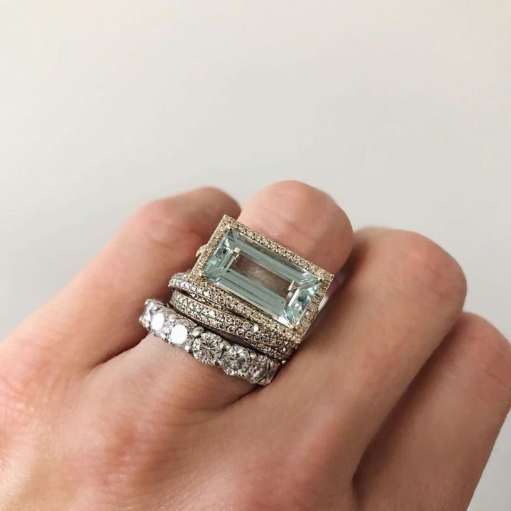 Turkis Glas Vintage Sølv Ring Sæt