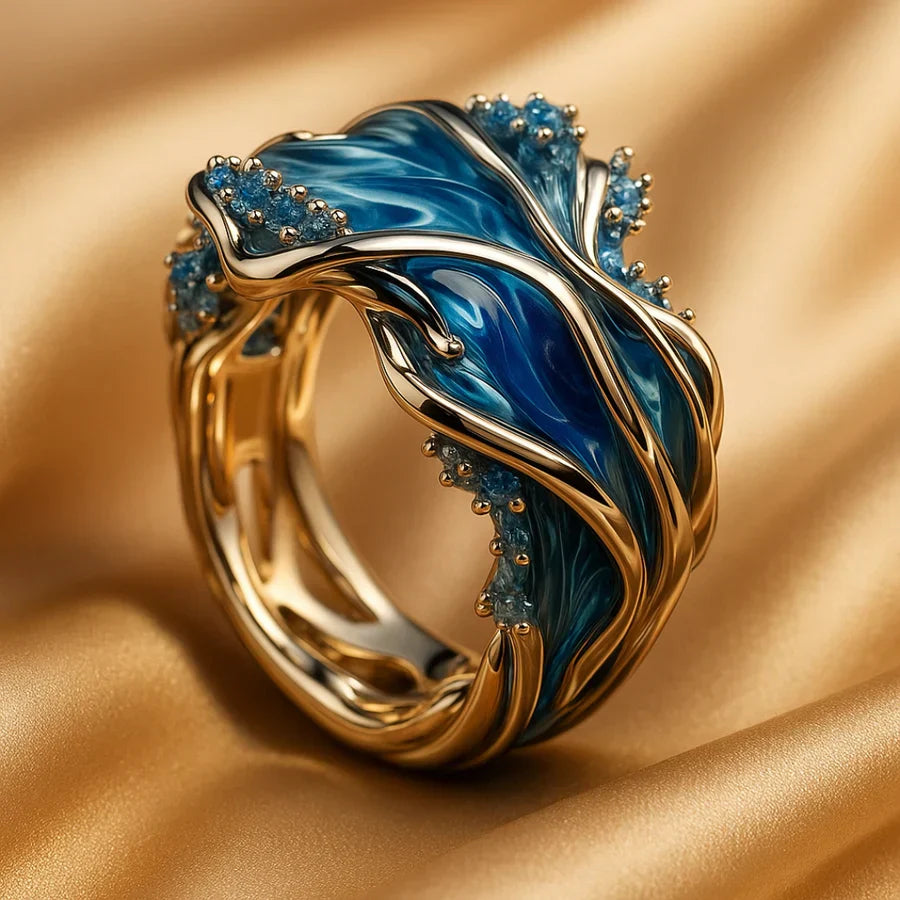 Vintage Guld Ocean Bølge Ring