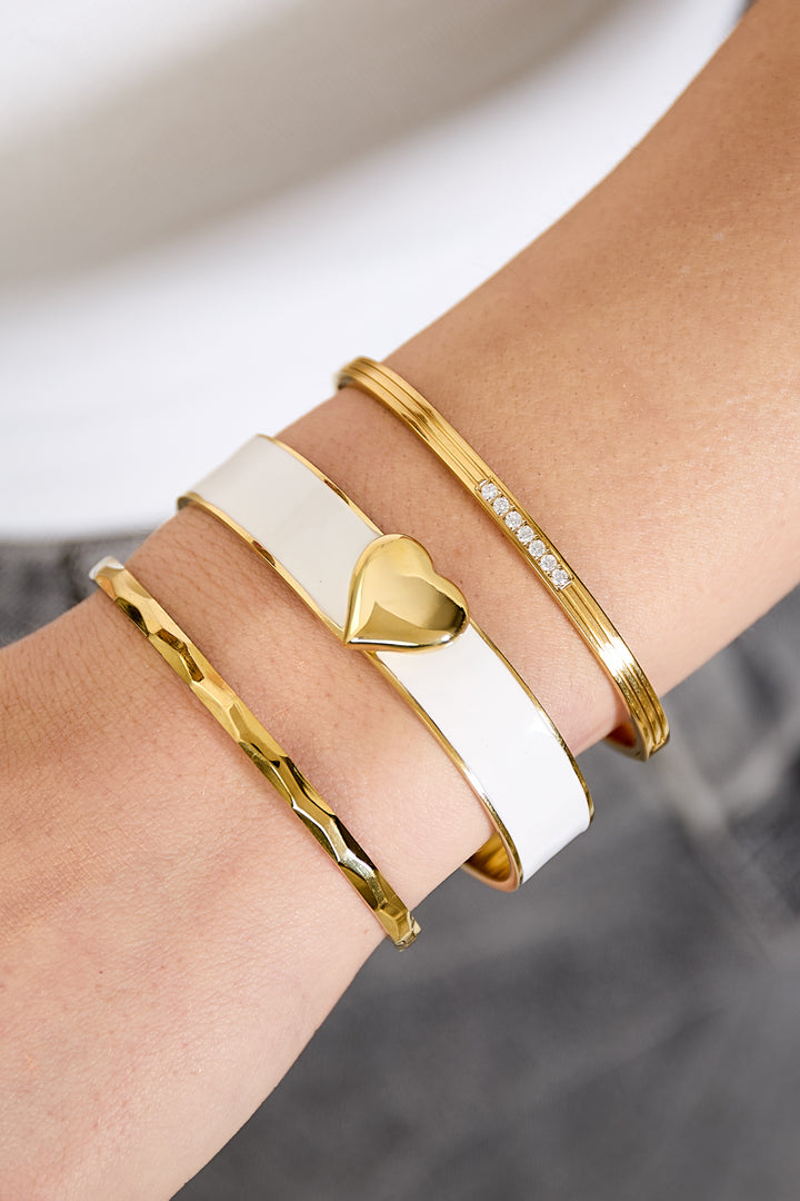 Stainless Steel Colorful Heart Bangles - 1.3cm