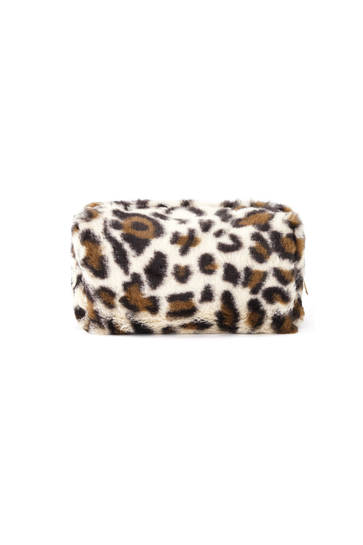 Soft leopard makeup bag