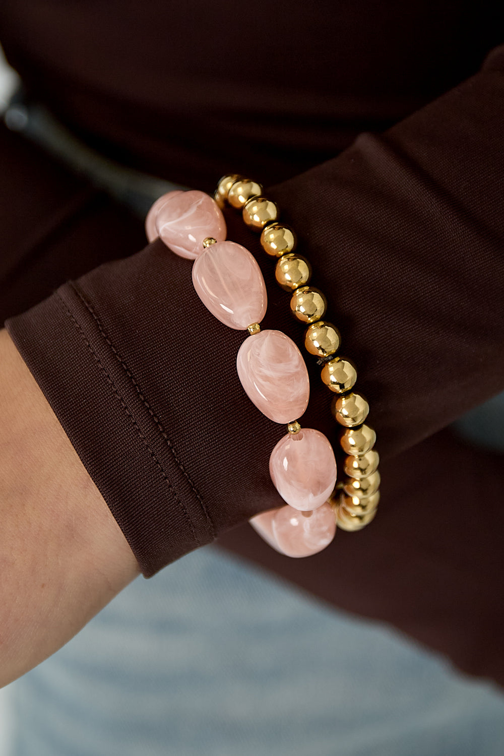 Bracelet set with organic beads