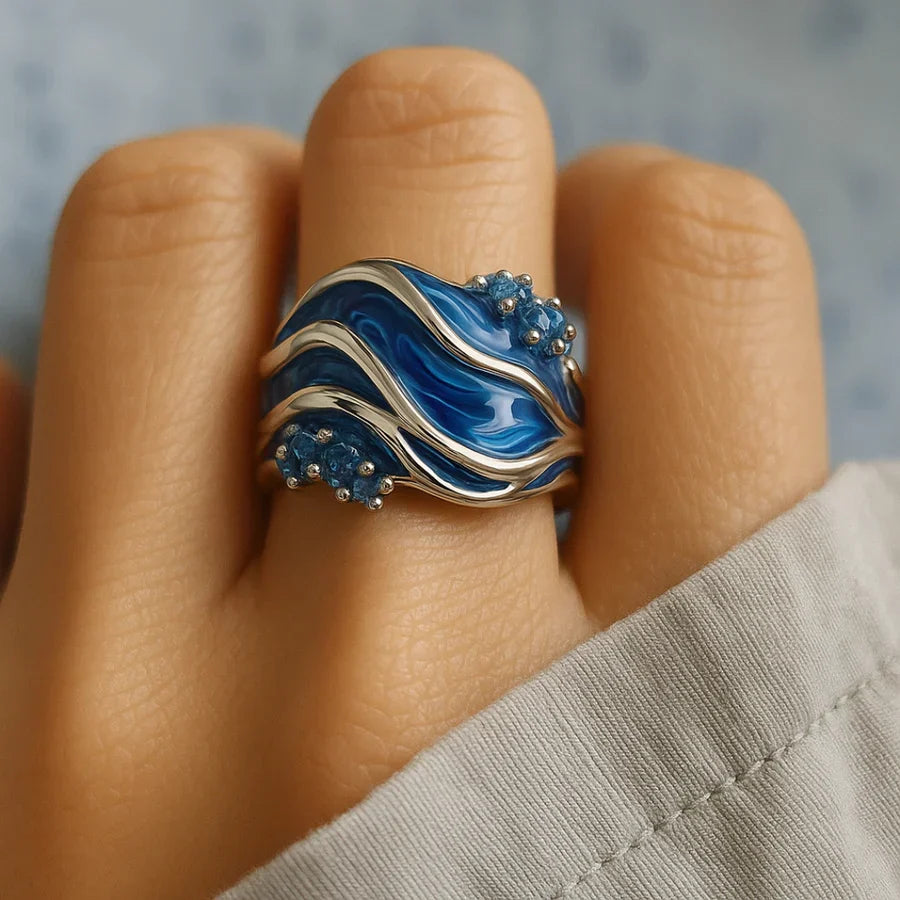 Vintage Guld Ocean Bølge Ring